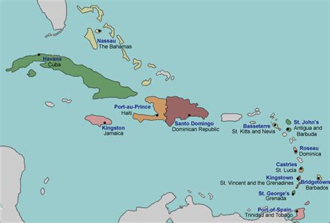 Map Of The Caribbean Labeled