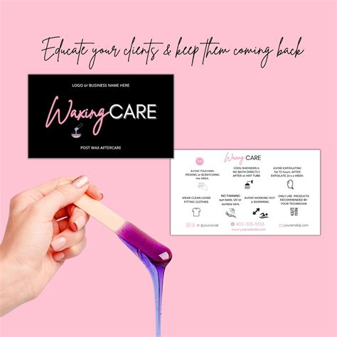 Waxing Care Card Template Instant Hair Removal Aftercare | Etsy