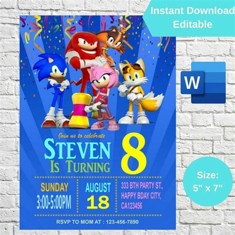 Printable Sonic The Hedgehog Party Invitations - Printable Word Searches