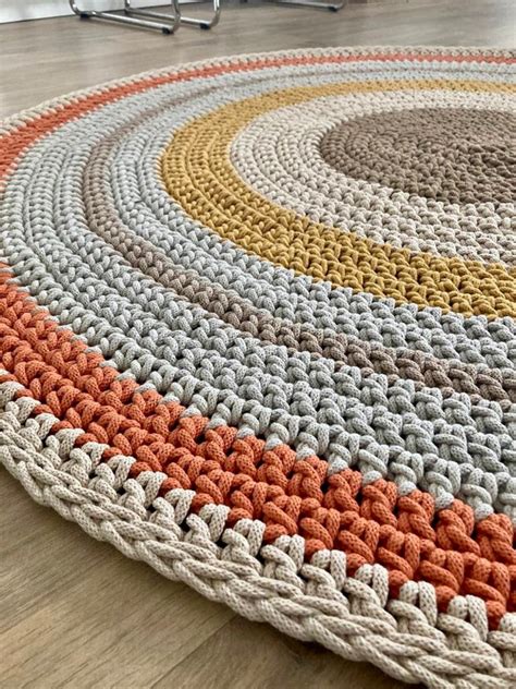 Round Rug Round Carpet Orange Beige Bright Spring Many Colors - Etsy