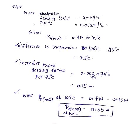 [Solved] . The power dissipation derating factor for a certain ...