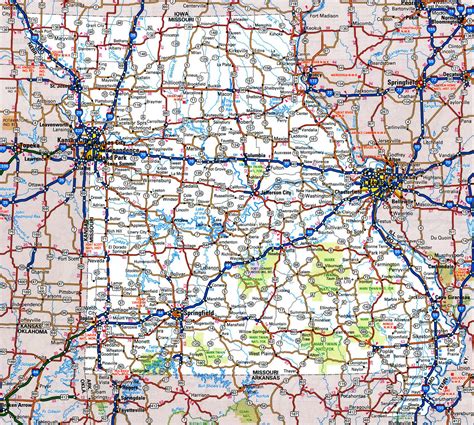 Missouri road map with distances between cities highway freeway