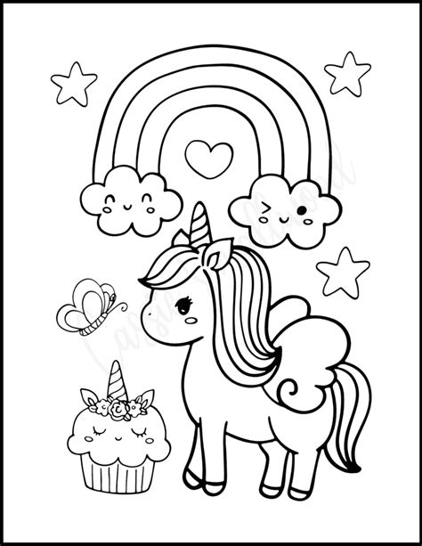 7 Cute Unicorn Cupcake Coloring Pages - Cassie Smallwood