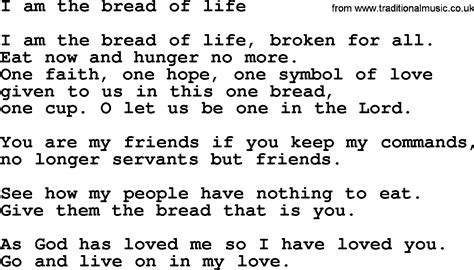 I Am The Bread Of Life Catholic Hymn Lyrics - Bread Poster