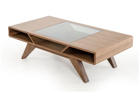 Modern Walnut Coffee Table with Tampered Glass Indianapolis Indiana VIG ...