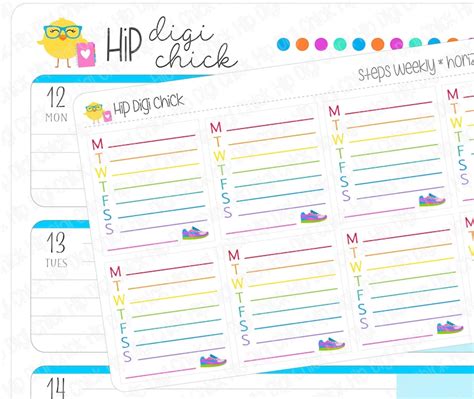 Daily Steps Tracker HORIZONTAL Planner Stickers Weekly - Etsy