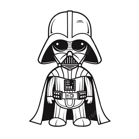 Star Wars Darth Vader Drawing Black And White Outline Sketch Vector ...