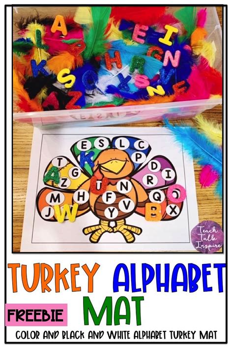 FREE Turkey Alphabet Mat | Thanksgiving activities preschool ...