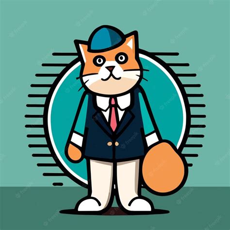 Premium Vector | Flat cartoon design cute mascot for a cat with a ...