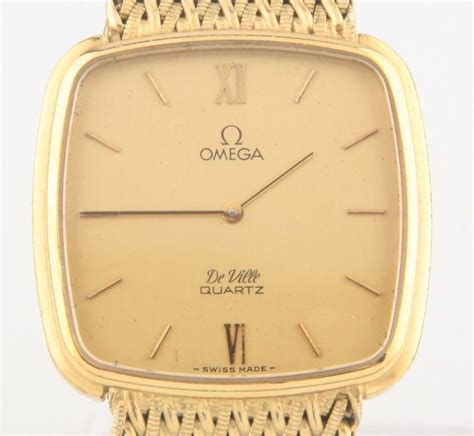 Vintage Omega Ω DeVille Gold-Plated Quartz Watch w/ Original GP Mesh ...