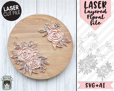 Flower LASER Cut file SVG, Floral LASER File, Laser svg files, Layered ...