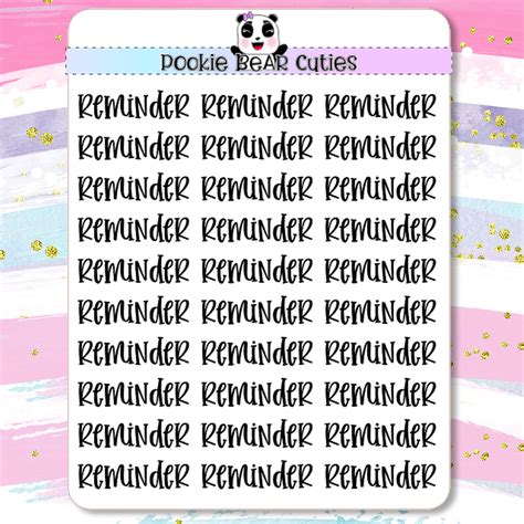 Reminder Typography Planner Stickers – Pookie Bear Cuties