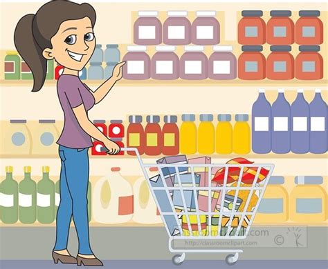 Grocery Clipart-lady shopping at grocery store clip art