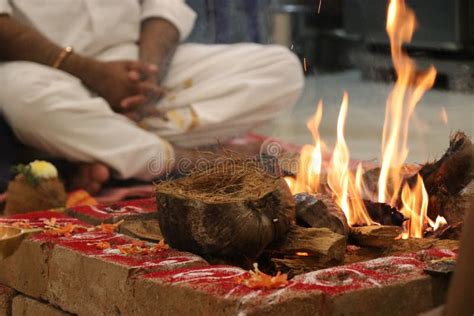 Indian Yajna Ritual or Vedic Fire Ceremony Called Pooja is a Ritual ...