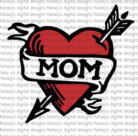 MOM Heart Tattoo, Digital Design, Valentine's Day Design for Boy or ...