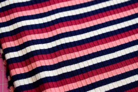 Stripe Stretch Jersey Knit Fabric by the Metre Pink Stripe | Etsy