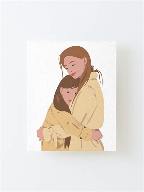 "Drawing of mother and daughter hugging each other with love." Mounted ...