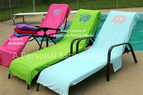 Monogrammed Beach Pool Lounge Chair Cover Applique Floral | Etsy