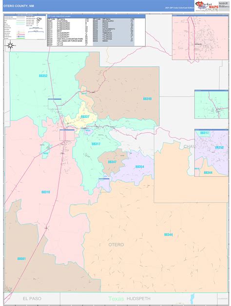 Otero County, NM Wall Map Color Cast Style by MarketMAPS - MapSales.com