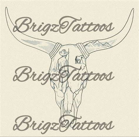 Zach Bryan Inspired Longhorn Skull | Cowboy tattoos, Skull sleeve ...