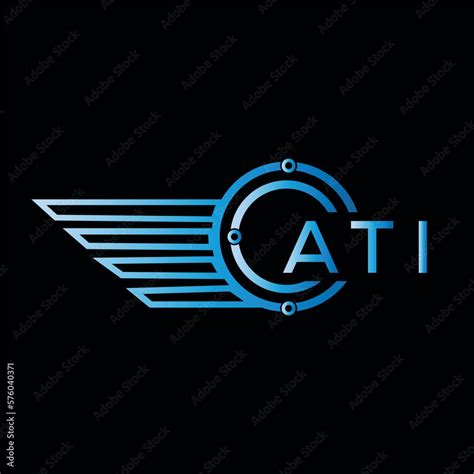 ATI logo, letter logo. ATI blue image on black background. ATI ...