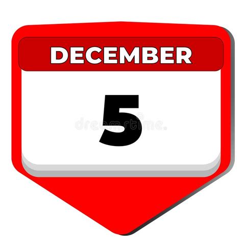 5 December Vector Icon Calendar Day. 5 Date of December. Fifth Day of ...