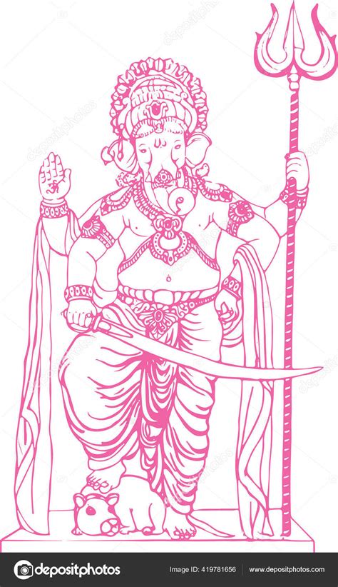 Drawing Sketch Hindu God Lord Ganesha Ganpati Creative Outline Editable ...