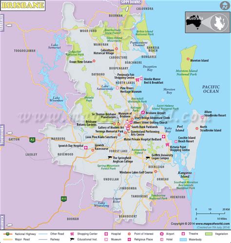 Brisbane Map, City Map of Brisbane, Australia