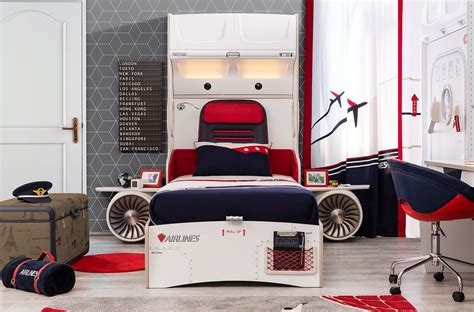 Cilek First Class Airplane Twin Storage Bed with Headboard Storage and ...