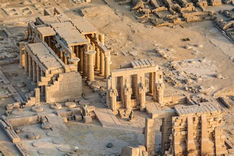 Aerial View of Ancient Ruins - Ramesseum, Luxor, Egypt Stock Photo ...