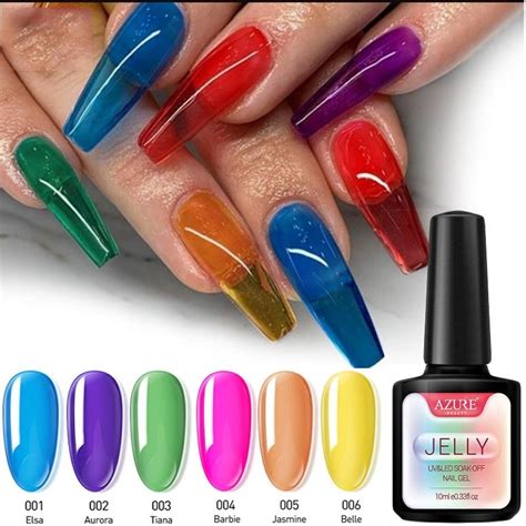 Beauty Jelly Gel Nail Polish Set Nail Art Translucent Gel Enamel Soak ...