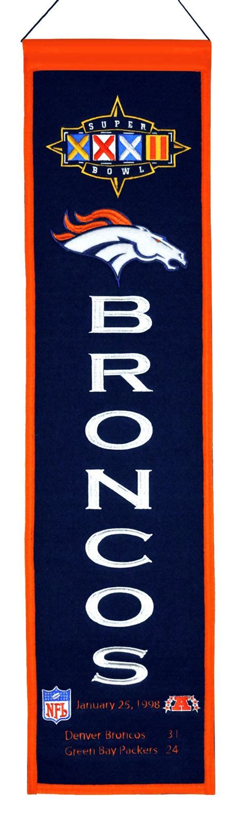 Super Bowl 32 Denver Broncos 8x32 Wool Heritage Banner | Denver broncos ...