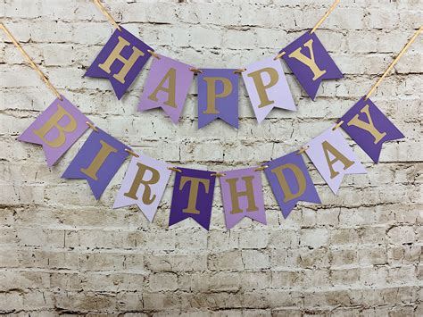 Shades of Purple Happy Birthday Banner Girl Birthday Banner | Etsy ...