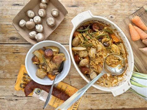 Sausage, Chorizo and Orzo one pot stew - Dom in the Kitchen