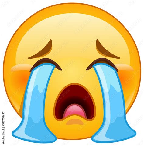 Emoji emoticon face loudly crying Stock Vector | Adobe Stock