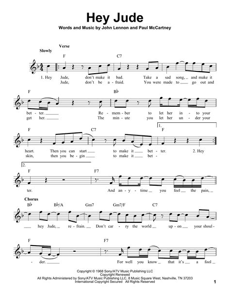 Hey Jude by The Beatles Sheet Music for Pro Vocal at Sheet Music Direct