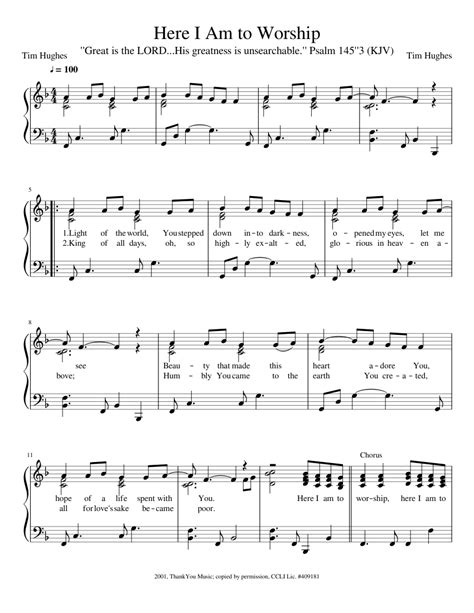 Here I Am to Worship Sheet music for Piano (Solo) | Musescore.com