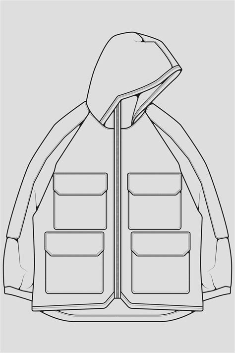 Download Windbreaker jacket technical fashion illustration sketch, long ...