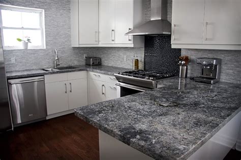 Dark gray quartz countertops contemporary kitchen date granite ...