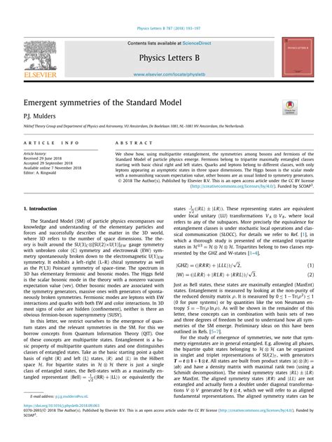 (PDF) Emergent symmetries of the Standard Model