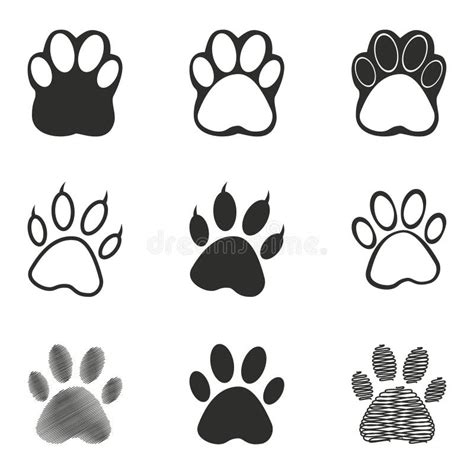 Paw icon set. stock vector. Illustration of trail, sign - 83126377