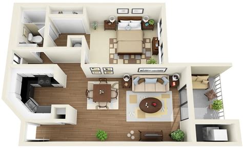 47 Planos de Apartamentos de 01 Dormitorio | Tikinti