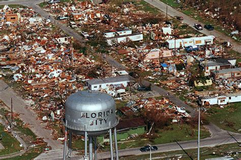 The damages caused by Hurricane Andrew, the last Category 5 storm to ...