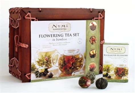 Numi Organic Tea Flowering Gift Set in Handcrafted Mahogany Bamboo ...