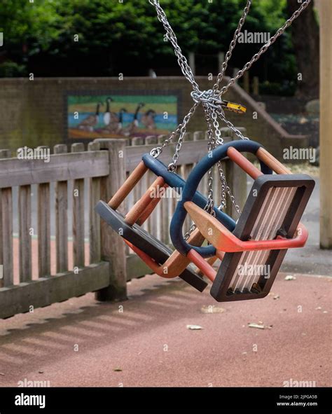 Closed children's playground in Goose Green, East Dulwich, during the ...