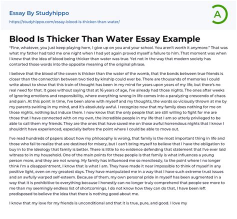 Blood Is Thicker Than Water Essay Example | StudyHippo.com