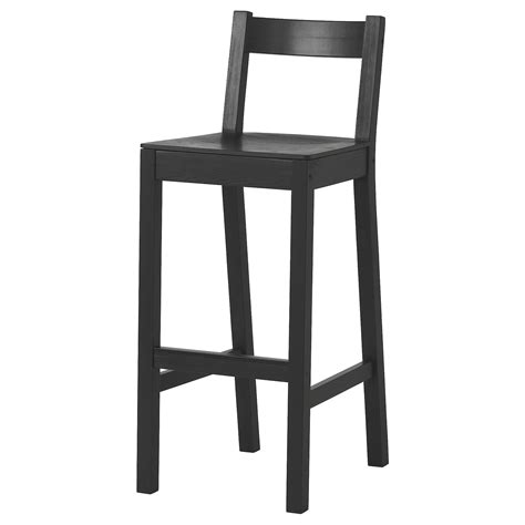 NORDVIKEN bar stool with backrest, black, 75 cm (291/2") - IKEA