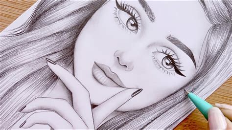 Pencil Sketch Girl Face