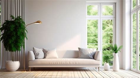 Premium AI Image | White minimalist living room interior with sofa on a ...