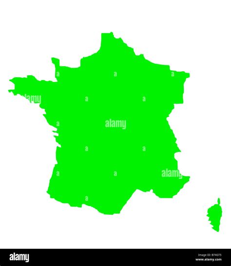 Carte de France en vert isolé sur fond blanc Photo Stock - Alamy